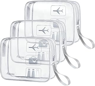 3PCS Trousse de Toilette Transparente, Kit de Voyage pour l’Avion, PVC Étanche Trousse de Maquillage, Sac de Rangment Transparente Sac Cosmétiques pour Homme et Femme