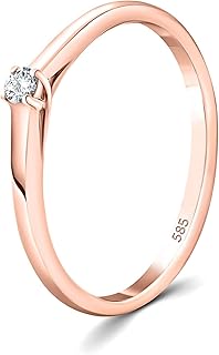 750 Bague Fiançailles Femme Ø 49-58 mm 0,05-0,30 CT Diamant Naturel Solitaire Bague Or Rouge 18K Bague Diamant en Or avec Boîte Cadeau Bijoux