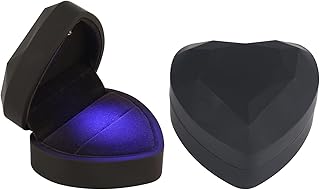 Écrin à Bagues avec Lumière LED, en Forme de Cœur Coffret Bague Fiançailles Joli et Romantique Ring Box Présenter des Bijoux pour Une Demande Mariage un Anniversaire