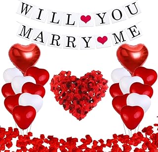 Kit Décoration Demande en Mariage, Bannière Will You Marry Me, Ballons Coeur en Aluminium et Latex Hélium, Décoration Romantique Pour Saint Valentin, Fiançailles