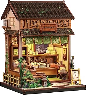 CUTEBEE Kit Book Nook DIY - Maison de Wagashi Japonaise en Miniature, Maquette 3D en Bois à Monter pour Adultes et Adolescents, Décoration de Bibliothèque, Idée Cadeau Créatif (Kanmi-dokoro Kurihara)